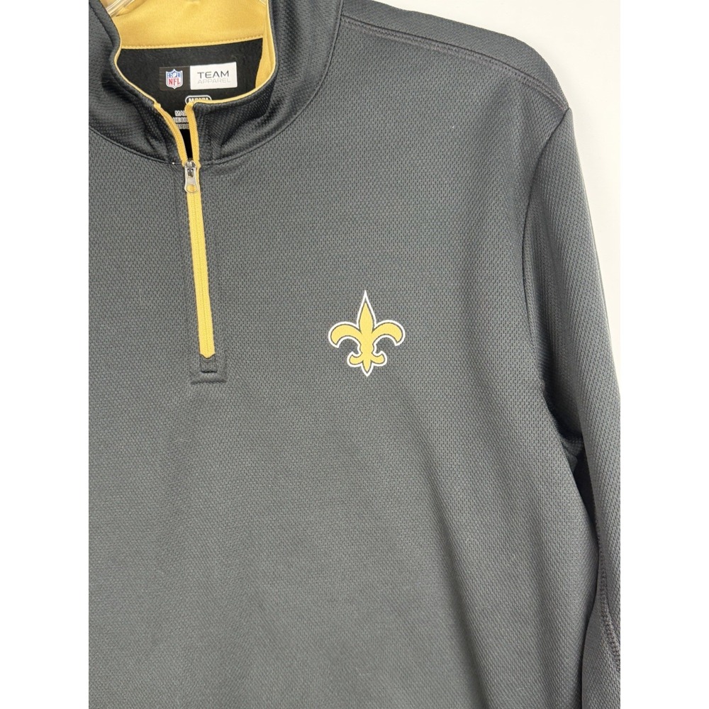 New Orleans Saints Men's Team‎ Apparel Quarter Zip Black Pullover Size M - Picture 2 of 6